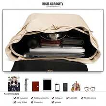 Backpack Womens With Long Purse Fashion Backpacks Beige Backpack Ladies PU Leather Waterproof Daypack Medium School Work Travel - Apricot - View 4