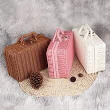 Rattan-Like Finish Box, Woven Basket, Retro Storage Box, Decorative Accessory, Hand-Held Suitcase, Gift Box
