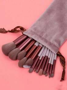 20pcs Makeup Brush Set, Including: 13pcs Makeup Brushes (Blush Brush, Foundation Brush, Eyeshadow Brush, Contour Brush, Eyebrow Brush, Powder Brush, Etc.) + 1pc Drawstring Makeup Bag, 1pc #4 Foundation Brush + 2pcs Pink Makeup Sponges + 2pcs Black Makeup Sponges, 3 Options: 1) 4pcs Makeup Sponges (2 Pink + 2 Black), 2) 1pc #4 Foundation Brush, 3) 13pcs Makeup Brushes + Bag + 4pcs Sponges + 1pc #4 Foundation Brush