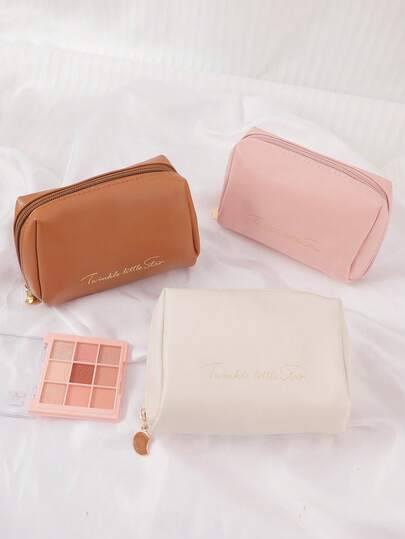 1个小型纯素皮革旅行化妆包，可作钱包使用，大开口设计，带隔层和拉链，女士化妆品收纳包，圣诞礼物，旅行必备，女士旅行礼物，化妆包，手拿包/手提包，化妆品收纳袋，化妆包，化妆刷收纳袋，迷你化妆包，大容量化妆包，女士礼物，圣诞礼物，推荐女士礼物