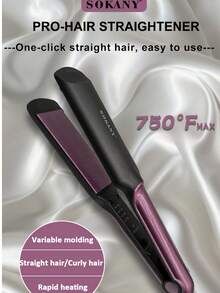 SOKANY Multi-Function Hair Straightener/Curler. Scald-Resistant Exterior Design, No Burn Hands. Negative Ion Function, No Hair Damage. Adjustable Temperature, LED Display, Temperature Clearly Visible. Suitable For Curling, Straightening, Thick & Soft Hair Textures. Applicable For Home, Salon, Dorm And More Scenarios.