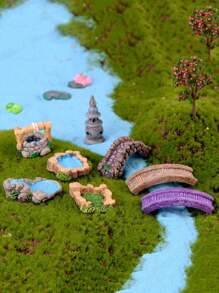 12pcs/Set Mini Fairy Garden Decorations Flowers & Plants Landscape Ornaments For Potting, Lawn, Bridge, Waterwell, DIY Garden Pond Decor, Miniature Statues