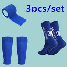 Set de 3 piezas: Calcetines de fútbol deportivos 38-45 (Hombres), Calcetines deportivos con gel antideslizante para balón, Calcetines de baloncesto y Vendas de compresión para piernas de deporte Set para adolescentes - Multicolor - Ver 14