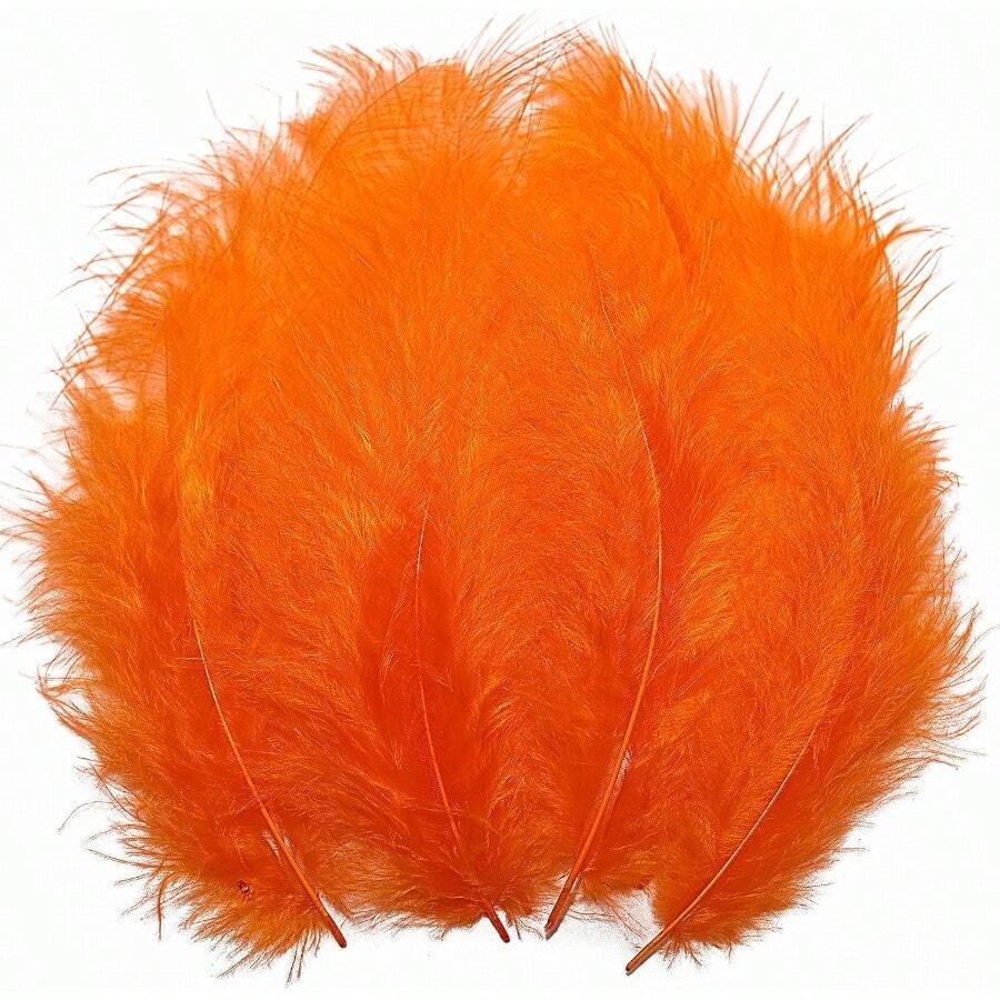 THARAHT 200pcs Fluffy Turkey Marabou Feathers 46inch For Craft Dream Catcher Dration Natural Fluffy Turkey Marabou FeathersOrange