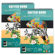 2pcs 9*12inch 3-Color Sketch Books, Blank Drawing Sketchbook, Wire-Bound Sketch Pad, Back To School,School Supplies