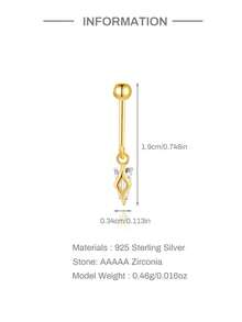 1Pc Upper Ear Cliff  925 Sterling Silver Earring For Women Geometric Zirconia Minimalist Gift For Her Wedding Party Fine Jewelry