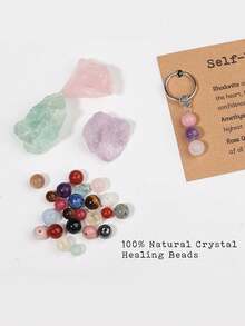 1 pieza Llavero de cristal natural, para nuevos comienzos, llavero de piedra curativa para aliviar la ansiedad, curación de cristales, regalo de fiesta o graduación para mujeres