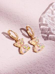 1 Pair Fashionable Cute Playful Resin Shiny Bear Dangle Earrings, Versatile For Daily, Party, Commute, Holiday, Women