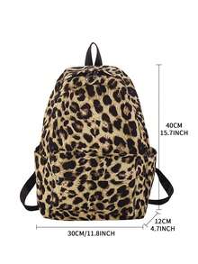 Mochila con estampado de leopardo, estilo Kawaii, diseño sencillo, gran capacidad, ligera, adecuada para estudiantes universitarios, estudiantes de secundaria, mujeres - Marrón - Ver 4