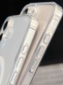 Simple And Fashionable Magnetic Charging Transparent Protective Phone Case For IPhone 16 Pro Max/15 Plus With Built-In Anti-Drop Phone Cover