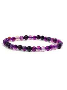 1 件 6 毫米天然石珠手链虎眼石玛瑙石英珠弹力手链男女款瑜伽饰品礼物 - 彩色 - 查看 39