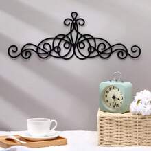 1PC Retro Metal Scroll Wall Art Decor, Rustic Iron Wall Medallion Black Metal Scroll Wall Art Iron Metal Wall Plaque For Living Room Home Decoration Room Decor Bedroom Decor Wall Decor Kitchen Decor - Black - View 7