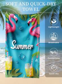 1 stuk bedrukte strandhanddoek, flamingo-patroon zwemhanddoek, badhanddoek, modieuze strandhanddoek, superabsorberende badhanddoek voor in de badkamer, zwemmen, fitness, yoga, zachte en comfortabele microvezelhanddoek, lichtgewicht en draagbaar, wind- en zonbescherming, zandbestendig voor zomerreizen, vakantiebadkamerdecoratie, verkrijgbaar met of zonder opbergtas, aanbevolen voor normale en grotere maten (35*75 cm kleine handdoek, 150 cm of groter aanbevolen)