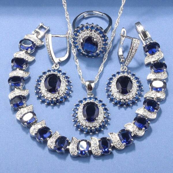 925 Silver Plated Classic Sunflower Jewelry Sets For Women Gift Quality Luxury Colorful Zirconia Earrings Necklace And Pendant Ring Chain Bracelet Wedding Bridal Accessory