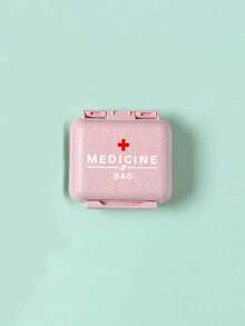 6-Compartment Portable Mini Pill Box, Pink Color With "Medicine" Letter Print, Weekly Medication Organizer, Travel Pill Case, 6-Grid Compact Pill Box, Daily Vitamin Supplement Storage, Pocket/Wallet Size, Letter ID Tag Jewelry Box, Earrings, Rings Storage, Home & Travel Essential - Pink - View 13