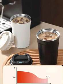 1 pieza Taza de diseño Taza de viaje aislada de acero inoxidable, Taza de café de acero inoxidable 304 de alta gama refinado con pajita, Botella de agua portátil - Multicolor - Ver 1