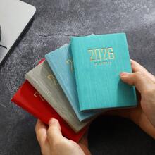 1pc 2026 New A7 Size English Planner Notebook, Mini Portable Pocket Daily Schedule Notebook, 64 Sheets 128 Pages Thin Weekly Calendar Notepad, Includes Annual Calendar, Monthly, Weekly And Daily Plan, PU Leather Cover, 4.17*3.07 Inch, 2026 New Version,School Supplies,Back To School