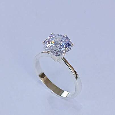 ANEL SOLITÁRIO EM PRATA LEGÍTIMA 925 -PEDRA ZITCÔNIA