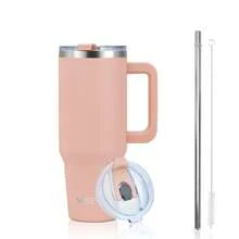 watersy 1pc WATERSY 30 Oz/40 Oz Tumbler With Handle And Straw | 100% Leakproof Insulated Tumblers, Vacuum Reusable Stainless Steel Insulated Water Bottle Travel Mug Cup | Includes ALL Accessories:2 In 1 Lid, Stainless Steel Straw, & Cleaner, For Outdoor, Camping
