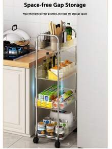 透明紧凑型滚动推车，多层移动储物架，适用于浴室、床边、零食、卧室、化妆品 - 彩色 - 查看 5