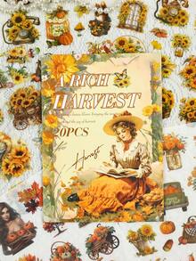 20 feuilles/livre Cahier autocollant de style pastoral rétro et chaleureux, PET imperméable | 8 thèmes différents tels que fille tranquille, cow-boy occidental, rêve, etc., très adapté pour le scrapbooking et le collage de journal fourre-tout, fournitures d'art pour cadeaux faits main, fournitures scolaires, rentrée scolaire - Multicolore - Voir 4