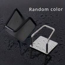 1pc Random Color, 1 Piece Kitchen Sink Stainless Steel Sponge Holder - No Drilling Required, Wall-Mounted Design With Double Hooks, Perfect For Sponges And Gadgets, Keeps The Surface Clean, Sponges For Washing Dishes
