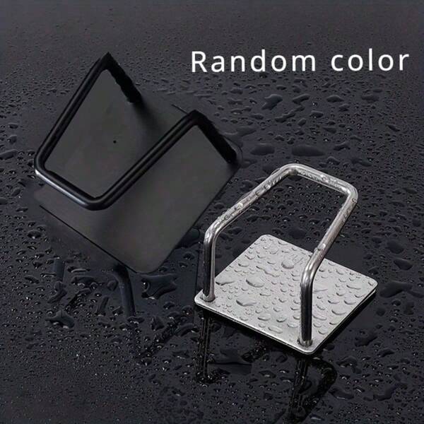 Random Color, 1 Piece Kitchen Sink Stainless Steel Sponge Holder - No Drilling Required, Wall-Mounted Design With Double Hooks, Perfect For Sponges And Gadgets, Keeps The Surface Clean, Sponges For Washing Dishes