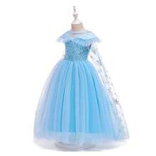 UPORPOR 女童公主裙带斗篷，发光服装派对装扮服装，角色扮演服装（不含电池） - 藍色 - 查看 7