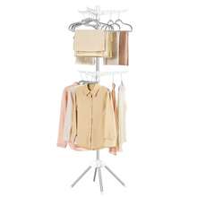 SONGMICS HOME Clothes Airer, Clothes Drying Rack With 6 Rotatable Arms For Hangers, 4-Leg Indoor Folding Laundry Rack, Stainless Steel, For Clothes And Socks, 191 Cm High, White And Silver - 白色和銀色 - 查看 7