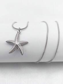 1 件夏季不锈钢海星形项链 - 銀色 - 查看 4