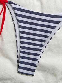 PEPPERMOLLY 女士性感时尚两件式泳衣，蓝色比基尼套装，适合夏季海滩度假 - 藍色 - 查看 5