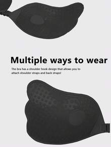 新款 Lala 女神天使翅膀带肩带隐形硅胶胸贴聚拢文胸拉拉内衣胸贴 - 黑色 - 查看 4