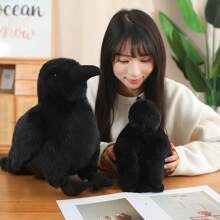 Keylingwd 1 pezzo Giocattolo di peluche corvo simulato da 35 cm/13,77 pollici, giocattolo di peluche morbido e kawaii per bambini, decorazione per la casa, per il Ringraziamento