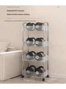 透明紧凑型滚动推车，多层移动储物架，适用于浴室、床边、零食、卧室、化妆品 - 彩色 - 查看 7