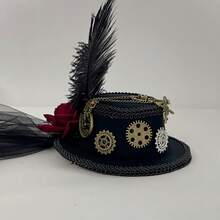 Lolita Lace Feather Gothic Steampunk Gear Chain Headpiece, Performance Prop