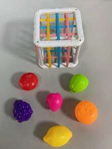 一套彩虹水果叠叠乐玩具，锻炼抓握能力和精细动作技能，颜色随机，适合幼儿男孩和女孩
