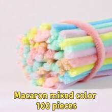 100/500 件粉彩管道清洁器雪尼尔茎 12 英寸散装管道清洁器花什锦毛绒棒适用于创意学校项目 DIY 万圣节圣诞节装饰，5 种颜色（5 种马卡龙色）