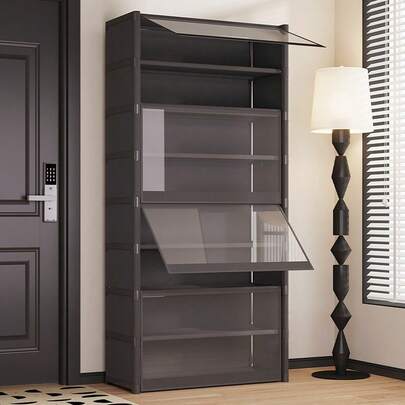 1pc Multi-Layer Dust-Proof Shoe Rack, Simple Dust-Proof Shoe Cabinet, Large Capacity Entryway Shoe Cabinet, Adjustable Dust-Proof Shoe Organizer Rack, Shoe Storage For Doorway, Easy Installation, Visible Shoe Cabinet, Multi-Tier Household Shoe Cabinet, Non-Woven Fabric Shoe Cabinet Organizer Rack, Can Hold Up To 27 Pairs Of Shoes, Suitable For Indoor, Outdoor, Living Room, Bedroom, Entryway, Hallway, Available In Multiple Colors