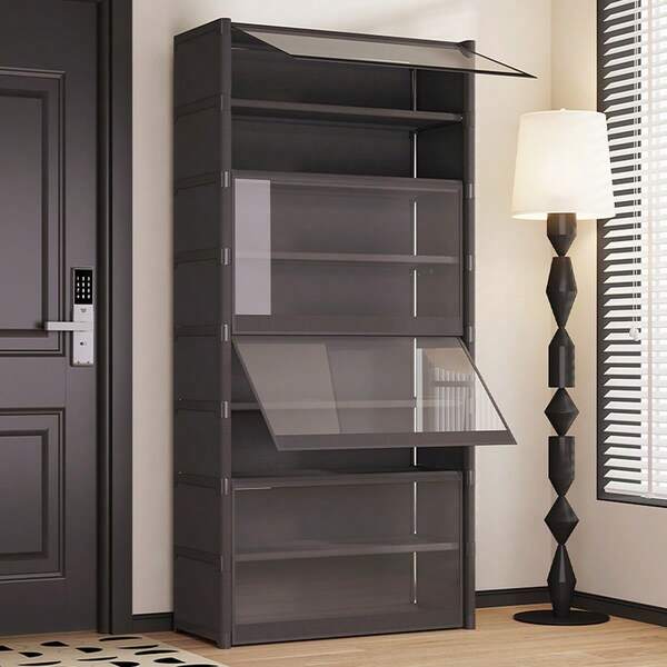 1pc Multi-Layer Dust-Proof Shoe Rack, Simple Dust-Proof Shoe Cabinet, Large Capacity Entryway Shoe Cabinet, Adjustable Dust-Proof Shoe Organizer Rack, Shoe Storage For Doorway, Easy Installation, Visible Shoe Cabinet, Multi-Tier Household Shoe Cabinet, Non-Woven Fabric Shoe Cabinet Organizer Rack, Can Hold Up To 27 Pairs Of Shoes, Suitable For Indoor, Outdoor, Living Room, Bedroom, Entryway, Hallway, Available In Multiple Colors