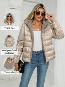 Áo khoác thường ngày có mũ trùm đầu dành cho nữ, mặc đi làm và mặc hàng ngày, thoải mái, phù hợp cho cả mùa thu và mùa đông - Vàng - Xem 1