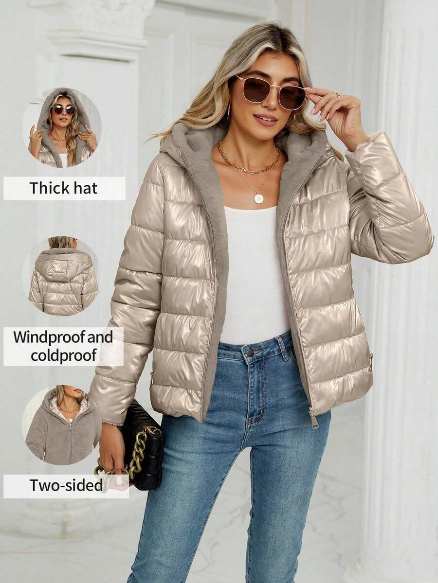 Áo khoác thường ngày có mũ trùm đầu dành cho nữ, mặc đi làm và mặc hàng ngày, thoải mái, phù hợp cho cả mùa thu và mùa đông - Vàng - Xem 1