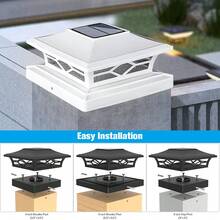 Solar Post Cap Lights 2-Pack, Solar Post Lights Outdoor Waterproof, IP44 Solar Powered For , 3.5x3.5", 4x4", 5.5x5.5" Vinyl/Wooden Posts, Decorate Deck, Patio, Porch, Fence - 白色 - 查看 5