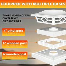 Solar Post Cap Lights 2-Pack, Solar Post Lights Outdoor Waterproof, IP44 Solar Powered For , 3.5x3.5", 4x4", 5.5x5.5" Vinyl/Wooden Posts, Decorate Deck, Patio, Porch, Fence - 白色 - 查看 4