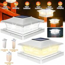 Solar Post Cap Lights 2-Pack, Solar Post Lights Outdoor Waterproof, IP44 Solar Powered For , 3.5x3.5", 4x4", 5.5x5.5" Vinyl/Wooden Posts, Decorate Deck, Patio, Porch, Fence - 白色 - 查看 1