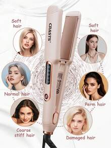 CRASTS 专业直发器、平板夹、卷发器、直发器和卷发器、快速加热、液晶显示屏、快速温度调节、钛硬板、家庭和沙龙使用、护发礼品 - 英規插(220-240V) - 查看 7