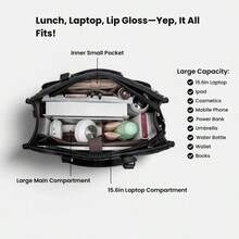 Lavenra All in One Tote Bag 2 in 1 Tote Bag Lunch Bags Combo 15.6 Inch ToteBag with Lunch Compartment for Women - Caqui - Ver 4