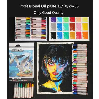Mobee Oil Pastel Set, 12/18/24/36 Colors, High Quality Korean Formula, Suitable For Student Painting & Sketching, Vibrant Colors, Back To School Colored Pastel Set