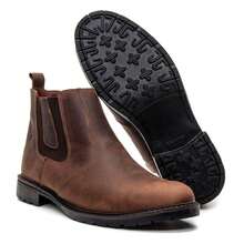 Men's Genuine Leather Casual Chelsea Boot Soft Durable Coffee 3001