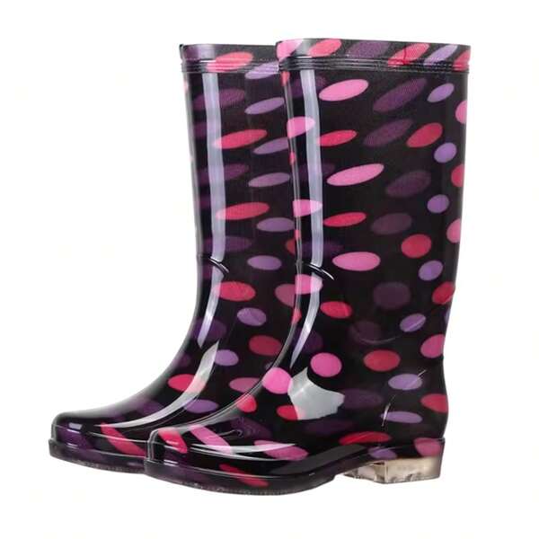 Bota De Lluvia Largas Para Mujer Dama Impermeables Suela Antideslizante Ligeras Livianas Diseño Estampados Material Grueso