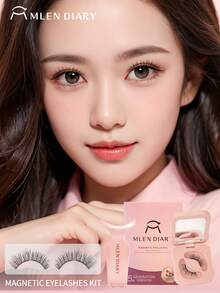Mlen Diary 磁性睫毛套装,7-13 毫米可重复使用假睫毛,无需眼线,升级版 3D 双磁性睫毛,便携式无胶睫毛簇,适合轻盈自然妆容(精致女王)条状睫毛,睫毛,睫毛,假睫毛 - 自然纖長款 - 查看 2